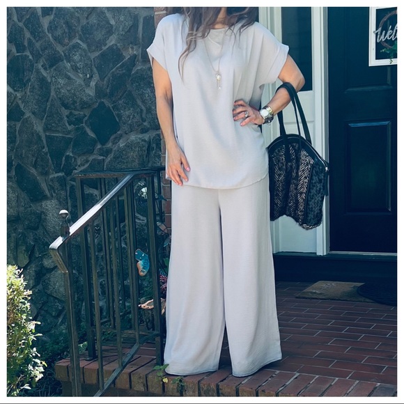 MADE IN FRANCE! FABULOUS WIDE LEG PANT AND TUNIC TOP 2 PIECE SET - Picture 9 of 9